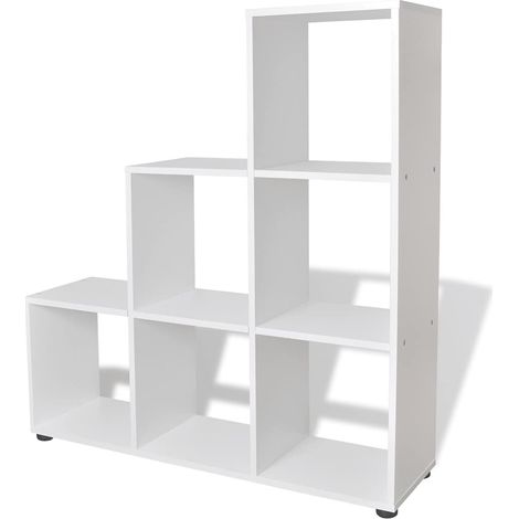 Estantería librería en forma de escalera 107 cm blanca vidaXL (1/5)