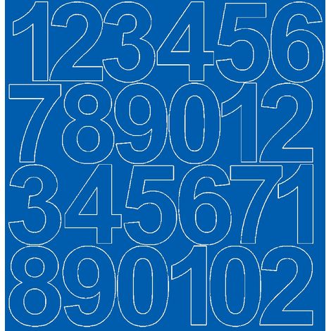 Numeri adesivi autoadesivi, 12 cm, blu lucidi