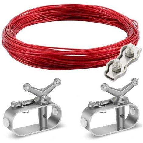 Drahtseilspanner mit ummanteltem Stahlseil, 2 Stahlseilspanner, für Winterschwimmbad, Spannseil für Schwimmbadabdeckung, Schwimmbadabdeckungsbefestigung, Durchmesser: 2 mm,