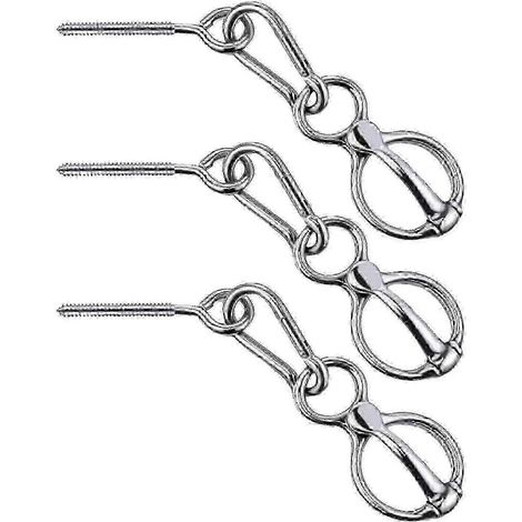 Anneaux d'attache pour chevaux, lot de 3, en acier inoxydable avec boucle à pression, pour remorques, aires de lavage et entraînement équestre. (1/3)