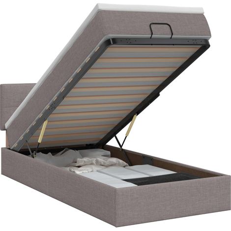 Letto ottomano con materasso Tortora 90 x 200 cm Tessuto vidaXL (1/5)