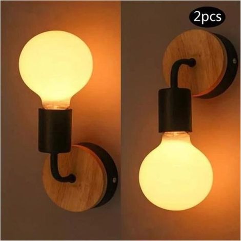 Lot de 2 appliques murales rétro industrielles métal noir (1/4)