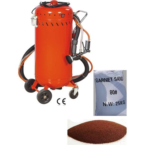 Combiné Sableuse Aérogommeuse Aspirateur mobile 106L + Sac 25kg Abrasif Garnet 80A+ (1/3)