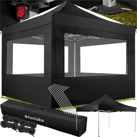 Pavillon de jardin 3 x m en polyester et aluminium étanche noir