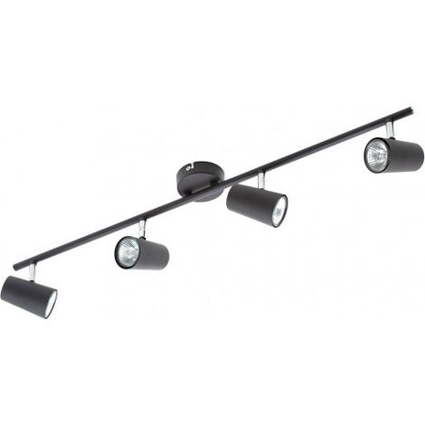 Litecraft Chobham Spotlight Straight Bar Adjustable GU10 Ceiling 4 Light - Black (1/4)