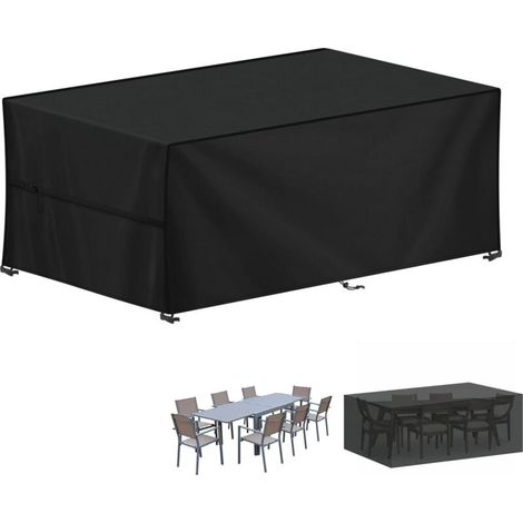 420D Oxford Gartentischplane, wasserdichte Gartentischabdeckung, Schutzplane für Gartenmöbel, 200 x 100 x 75 cm (1/4)