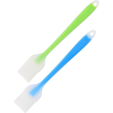 Ensemble 2 pinceaux à badigeonner et à pâtisserie en silicone pour griller et cuire au four, Pinceau à huile semi-silicone avec manche (1/5)