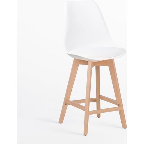 SKLUM Nordischer Barhocker mit Kunstlederkissen Weiss ↑65 cm                                 
