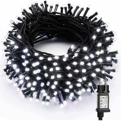 Guirnalda luminosa de árbol de Navidad, 30M 300 LED Luz de Navidad Exterior Interior Blanco Frío 8 Modos Impermeable Luces Hadas para Fiesta Árbol Boda Hotel Casa Cumpleaños Decoración, Cable Verde (B (1/4)