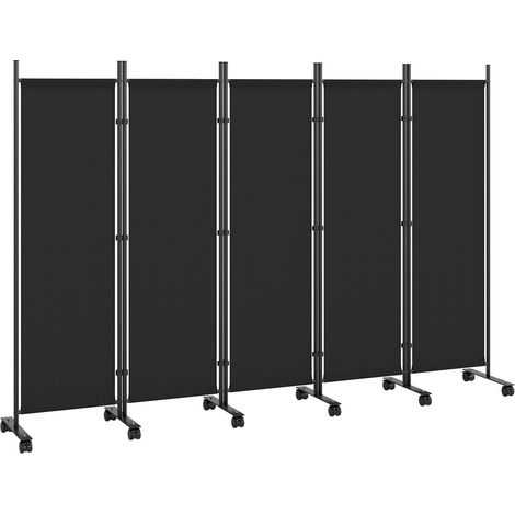 Intimité Modulable Paravent d'Intérieur 5 Panneaux Pliable sur 12 Roulettes Séparateur Amovible pour Salon et Bureau (1/5)