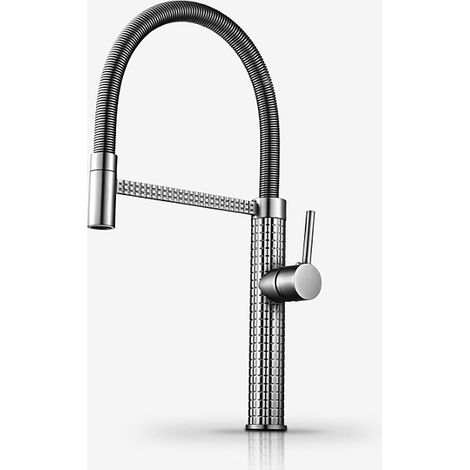 Robinet de cuisine 360° Mitigeur monocommande avec douchette Extensible pour évier Chrome brossé (1/5)