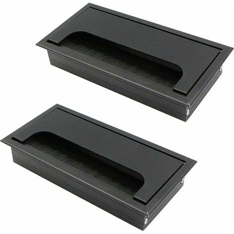 VURAHOME - Passe Cables Encastrables Bureau 2 Pièces en Alliage d'aluminium 160 mm 80 mm Avec Joint Brosse pour Bureaux Rangement et Organisation des Fils Accessoires de Bureau Robuste et Durable. (1/5)
