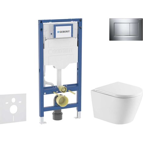 Geberit Duofix - Set Vorwandelement, Nefia-WC und Softclose-Sitz, Sigma20 Drückerplatte, Chrom SANI11CA1162
