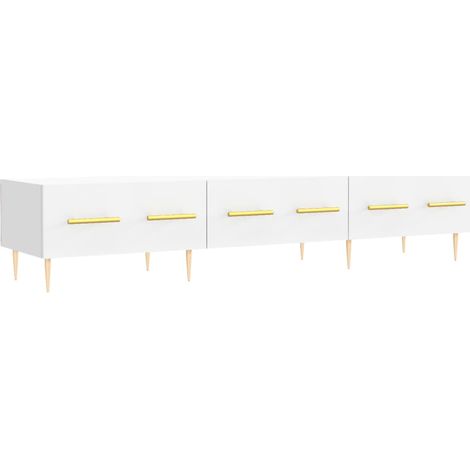 Meuble TV multimédia étagère télévision buffet téléviseur salle à manger salon chambre 150 x 36 x 30 cm bois d'ingénierie blanc
