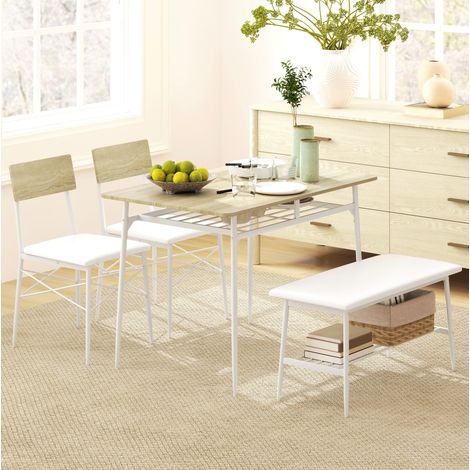 Esstisch Set mit 2 Stühlen und Bank 110x70 cm Eiche OKMYHOME (1/3)