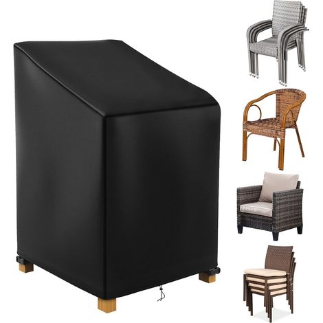 Umnuou – Stapelbare Gartenstuhlabdeckung 70x70x85/125cm – Wasserdichtes 500D Oxford-Gewebe – UV- und reißfest – Schutz für 8 Stühle (1/5)