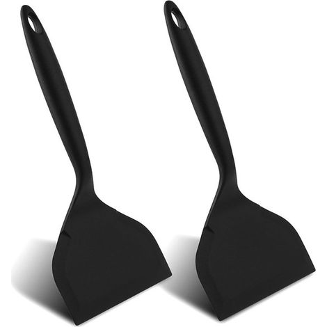 MTTProducts - Espátula de silicona - Utensilios de cocina - Antiadherente - Negra - Multifuncional - Perfecta para tortitas y huevos (1/5)