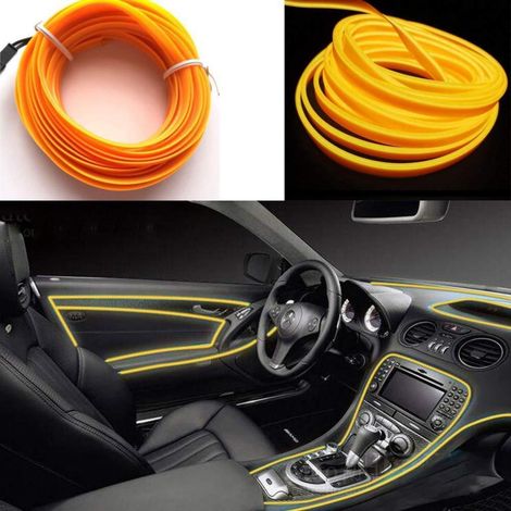 Kit éclairage intérieur voiture néon EL jaune 3m flexible (1/5)