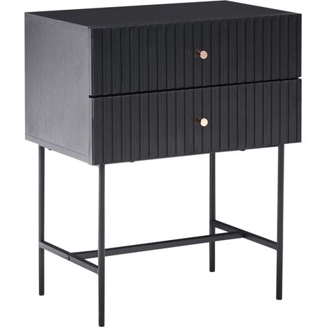 Mesita de noche con 2 cajones mueble de almacenaje dormitorio negro y dorado Coventry