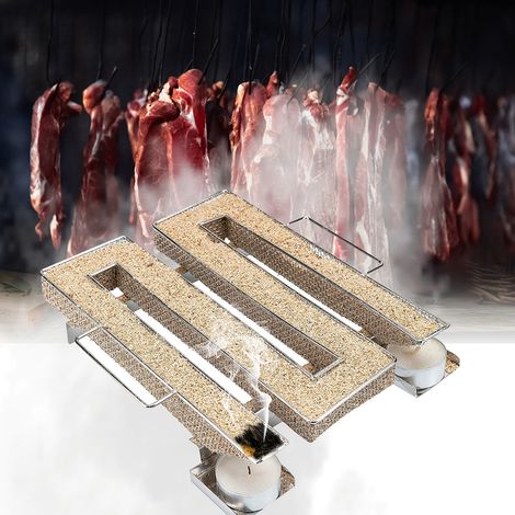 TolleTour Generador de humo frío de acero inoxidable 22,5 × 17,5 × 4,5 cm, bajo consumo, con 2 ganchos y cepillo para ahumado y barbacoa (1/5)