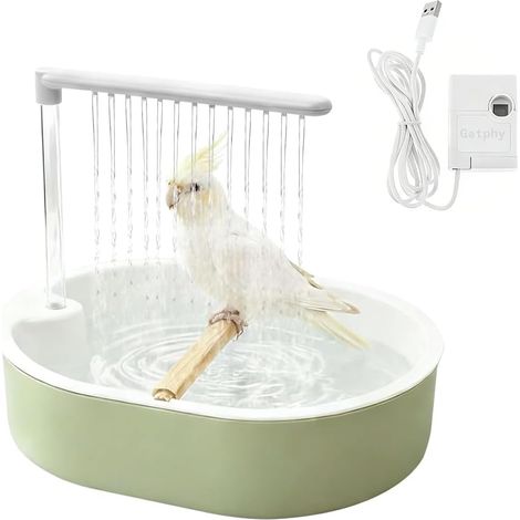 Bird Shower Budgie, Budgie Shower, USB Power Loop Bird Bath, Bird Shower with Waterfall & Circulation Tap, for Lovebirds, Budgies, African Munias and Macaws (1/5)