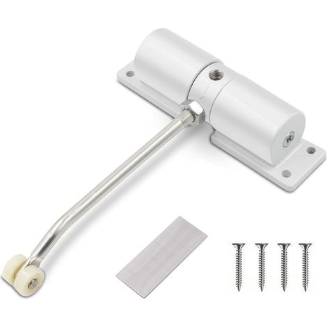 Automatic door closer for interior doors, spring-loaded door closer without drilling, maximum load 35 kg, adjustable door closure with mounting plate and screws for interior doors, door (1/5)