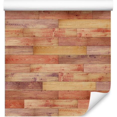 Papel pintado con estampado de tablas de madera horizontales de colores para salón y dormitorio, 50x1000 cm. (1/5)