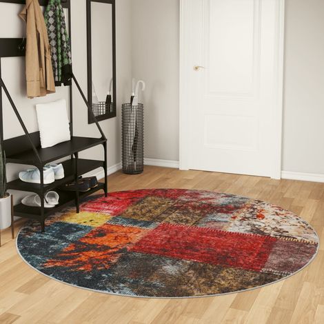 vidaXL Rug Washable Multicolour Ø 200 cm Anti Slip (1/5)