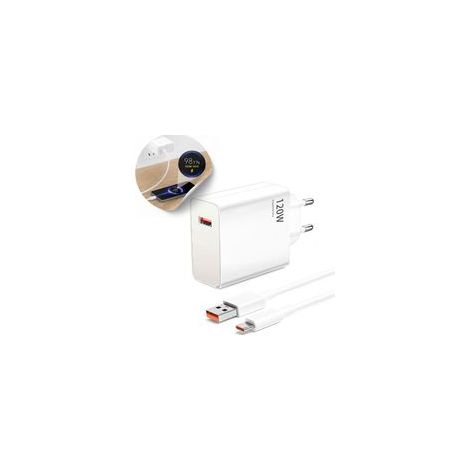 Cargador rápido USB 120W – Cable USB C 1m – Corriente jusqu'à 6A – Compatible Xiaomi 14T Pro, Redmi Note 13 Pro+ - DA 6 A PER