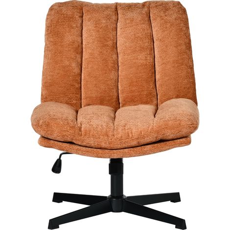 Meuble Cosy Fauteuil Salon Chaise Pivotant sur 360°, Réglable en Hauteur, sans roulettes Accoudoirs, Jambes Croisées avec Assise Épais Dossier, en Tissu Chenille, Rouge (1/5)