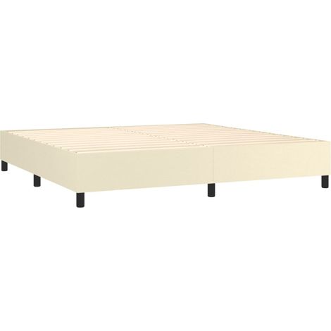 Somier de láminas con patas, estructura de cama 200x200 cm, sintético crema TDL0207255