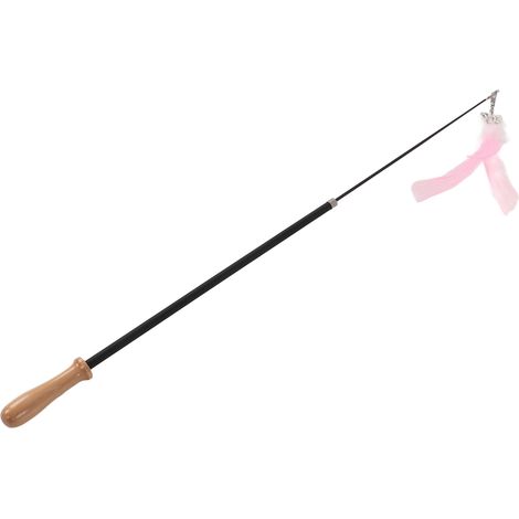Baguette à plumes interactive rétractable pour chat avec clochette rose (1/5)