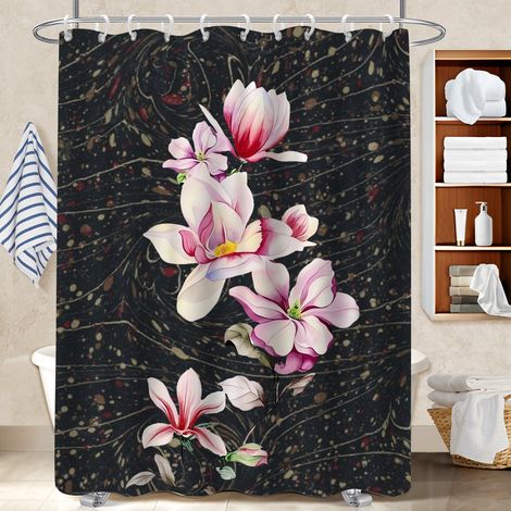 Rideau de bain imprimé polyester 180x180 avec motif protection douche pour baignoire asymétrique (1/5)