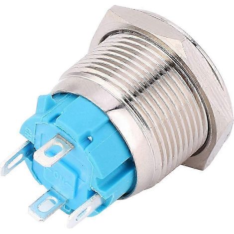 Bouton poussoir lumineux rouge 16mm 4 broches 12-24V DC auto-retour 1NO interrupteur rond avec voyant, lot de 2 (1/5)