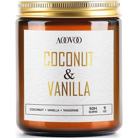 Duftkerze Kokosnuss Vanille 100% Sojawachs im Glas 50h Brenndauer 9oz