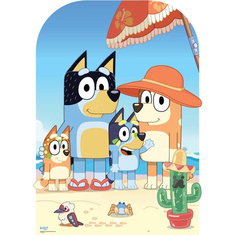 Figurine en carton passe tête Bluey et sa famille à la plage - Haut 131 cm (1/5)