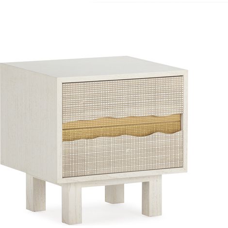 Mesita De Noche 55X40X50 Madera Blanco/Dorado (1/5)