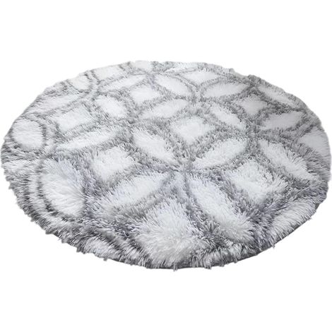 Tapis rond arc-en-ciel tout doux pour chambre d'enfant, tapis rond de 80 cm de diamètre pour chambre d'ado, tapis moelleux et shaggy pour chambre de bébé, tapis décoratif antidérapant en fausse fourru (1/5)
