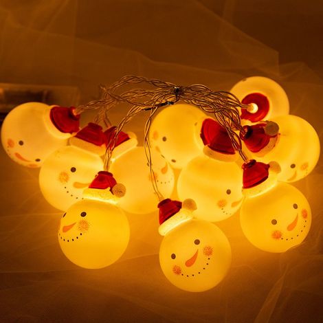 Intérieur lumineuse LED Bonhomme de neige pour jardin,maison,mariage,fête de Noël,batterie Blanc chaud (Guirlande,1,5m,10LED) (1/5)
