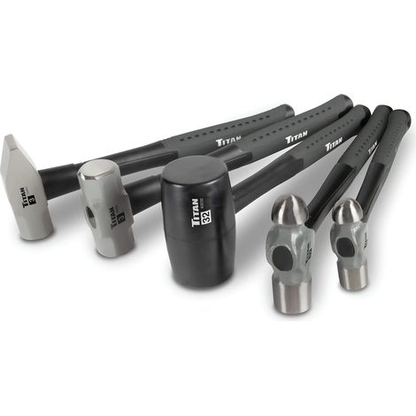 Lot de 5 marteaux - Marteaux à Panne Ronde de 453,6 g et 907,2 g, maillet en Caoutchouc de 907,2 g, Marteau de Forgeron de 1,4 kg et Marteau à Panne Traverse de 1,4 kg (1/5)