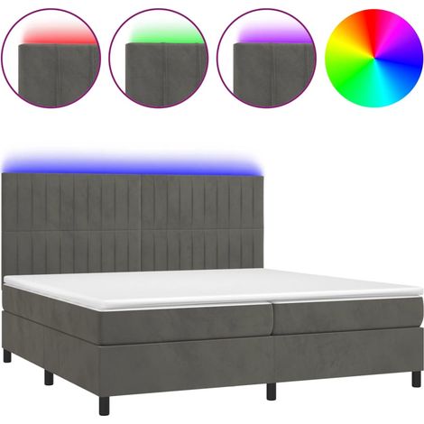 Maison Exclusive - Letto a Molle con Materasso e LED Grigio Scuro 200x200 cm (1/5)