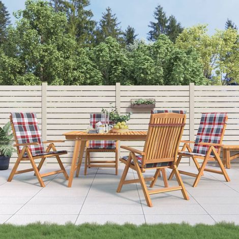Gartenstühle mit Kissen 4 Stk. Massivholz Teak (1/5)