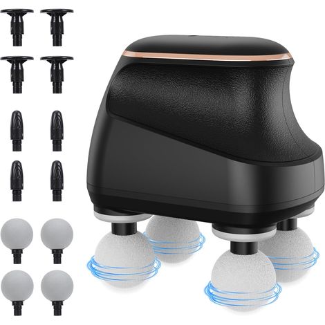 4-tête Pistolet de Massage Musculaire 5 Niveaux Massage Gun à Percussion des Tissus Profonds Puissant Masseur électrique Appareil de Massager avec 12 têtes de Massages pour Relaxation Musculaire