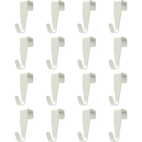 Lot de 16 crochets pour portes de placard, crochets pratiques et durables en acier inoxydable, crochets adhésifs résistants, crochets de rangement pratiques, blancs. (1/5)