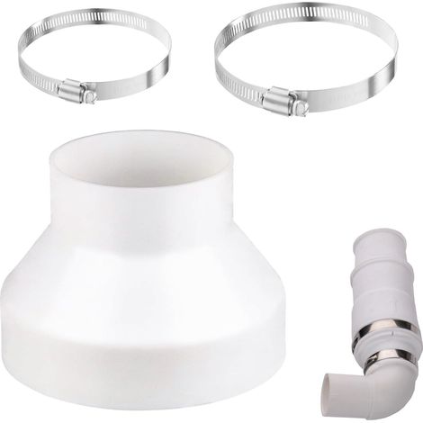 Adaptateur De Conduit 150mm À 100mm, Réducteur Conduits En ABS, Conduits Reducteur, Avec 2 Colliers De Serrage En Acier Inoxydable, Pour Hottes De Cuisine, Séchoirs Et Unités De Ventilation (1/5)