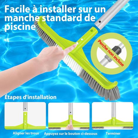 Brosse Piscine 40 cm (16 Pouces) pour Piscine, Brosse Murale Piscine avec Tête Inclinée 45°, 7 Rangées de Poils en Nylon, Brosse de Nettoyage Piscine avec Système EZ-Clip (Manche Non Inclus) (1/4)