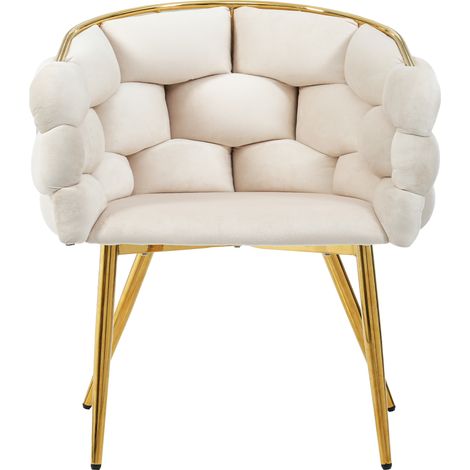 Sedie di lusso in velluto e Meta. Grande formato. Stile moderno. Piedini in metallo. Beige (1/5)