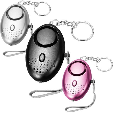 Alarme personnelle, porte-clés alarme panique, alarme de sécurité avec lumière LED pour femmes, filles et personnes âgées (noir) (1/5)
