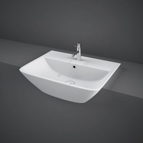 Rak Summit Semi Recessed Basin Bathroom Sink Cloakroom Basin White (1/2)