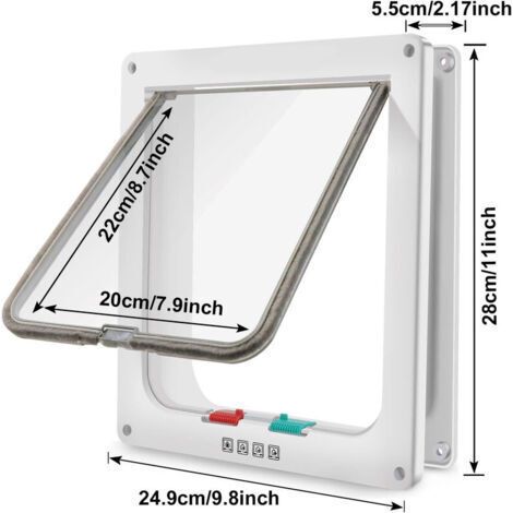 Tigrezy-Grande chatière (Taille extérieure 28cm x 24.9cm), Verrouillage à 4 Voies Chatière pour Chats et Petits Chiens de circonférence 63cm, Facile à Installer et à Utiliser (1/4)